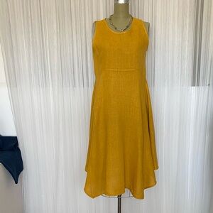 Vanessa Zani Made in Italy 🇮🇹 100% Linen Mustard Yellow Sleeveless Dress Med